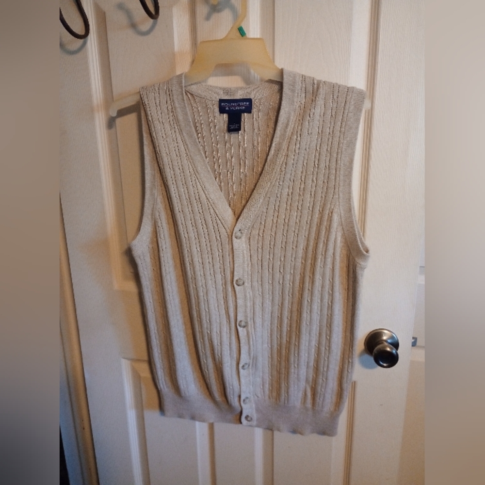 Men's Vintage Beige Roundtree & Yorke Sweater Vest Size Large
